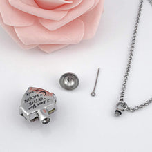 Load image into Gallery viewer, Month of URN Cremation Necklaces pendant for Ashes &quot;Always in My Heart&quot;
