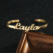 Load image into Gallery viewer, Custom Made 18K Gold Plated Sterling Silver Name Bracelet
