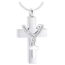 Load image into Gallery viewer, Cremation Urn Necklace of cross pendent for Ashes
