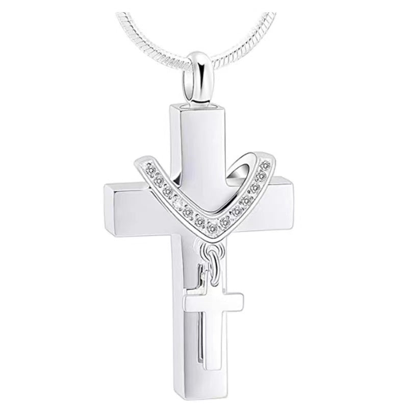 Cremation Urn Necklace of cross pendent for Ashes