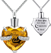 Load image into Gallery viewer, Month of URN Cremation Necklaces pendant for Ashes &quot;Always in My Heart&quot;
