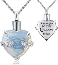 Load image into Gallery viewer, Month of URN Cremation Necklaces pendant for Ashes &quot;Always in My Heart&quot;
