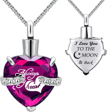 Load image into Gallery viewer, Month of URN Cremation Necklaces pendant for Ashes &quot;Always in My Heart&quot;
