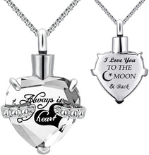 Load image into Gallery viewer, Month of URN Cremation Necklaces pendant for Ashes &quot;Always in My Heart&quot;
