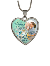 Load image into Gallery viewer, New Type Of Personalized Girl &amp; dad Green Memorial Heart Photo Necklace
