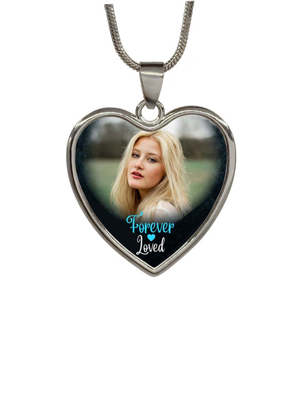 New Type Of Personalized Forever Loved Memorial Heart Photo Necklace